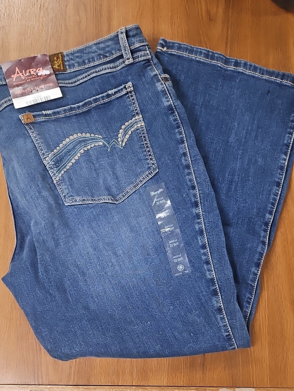 Aura Dark Blue Flare Jeans with Embroidered Back Pocket